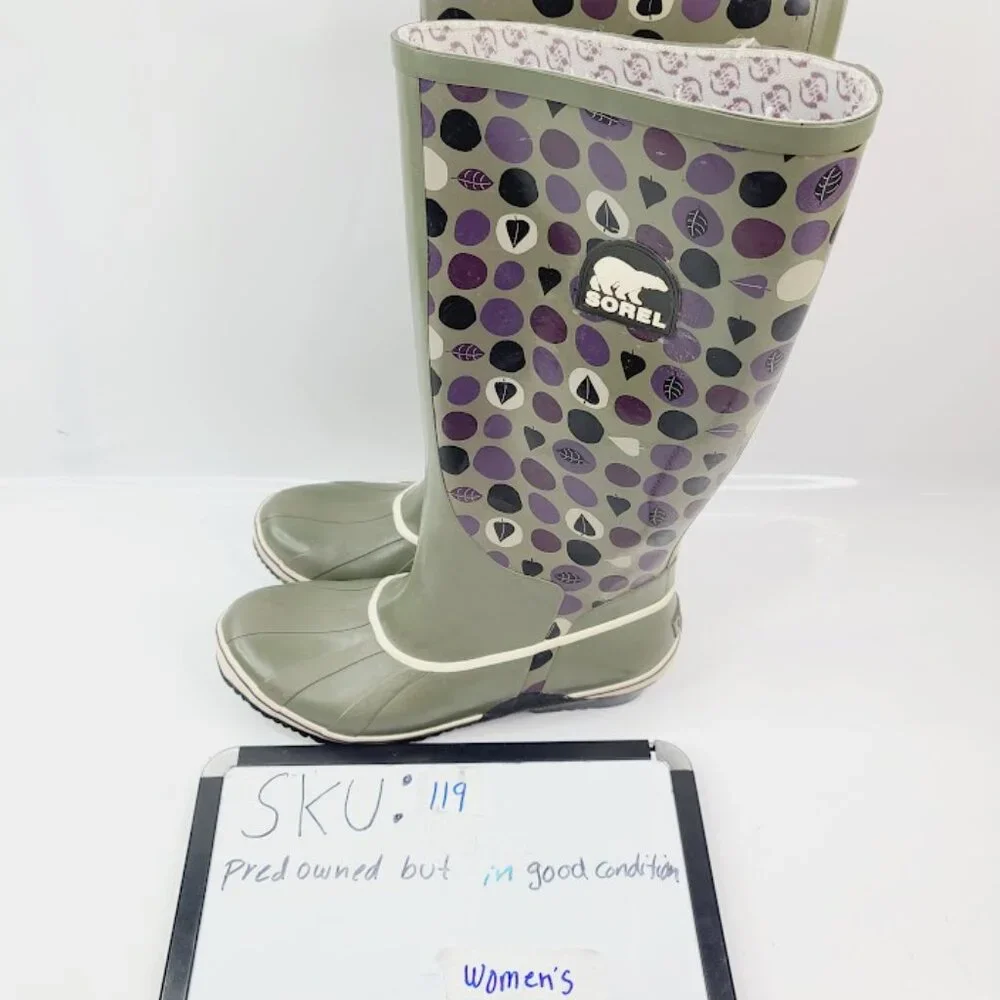 Sorel‎ Women's Green Sorellington NL1621-255 Rubber Knee High Rain Boot Size 9